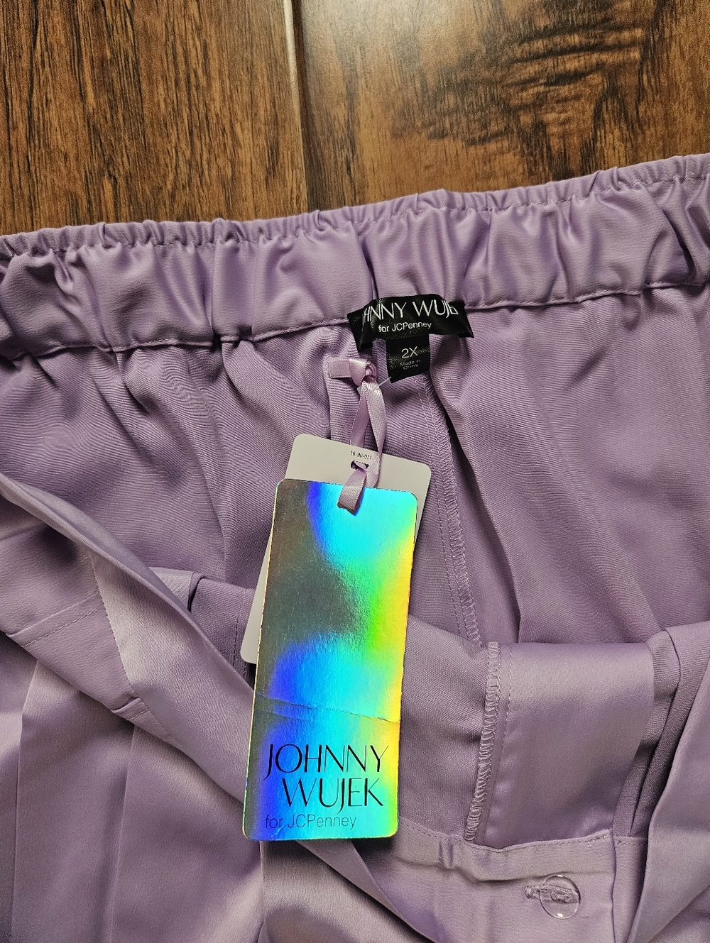 Johnny Wujek Lilac Satin Wide Leg Pants